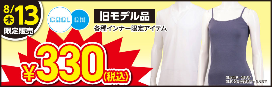 厳選！一日限りの旧モデル330円！