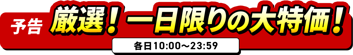 厳選！一日限りの大特価！